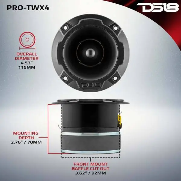 DS18 4.5in Super Bullet Tweeter 280 Watts RMS 1.75in Titanium Vc 4 ohm image 3