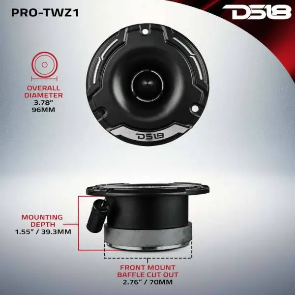 DS18 3.8in Super Bullet Tweeter Compression TW 100 Watts RMS 1in Aluminum Vc 4 ohm image 3