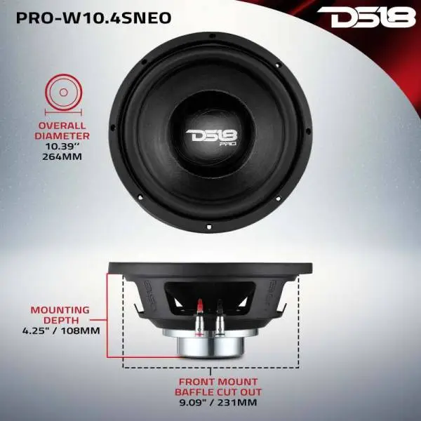 DS18 10in 350 Watts RMS 2 ohm Neodymium Cone Woofer image 2
