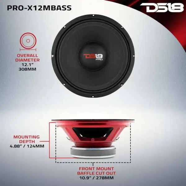 DS18 12in 500 Watts RMS 8 ohm Mid-Bass Loudspeaker image 2