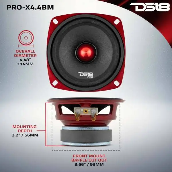 DS18 4in 100 Watts RMS 4 ohm Mid-Range Loudspeaker Bullet Loudspeaker image 2
