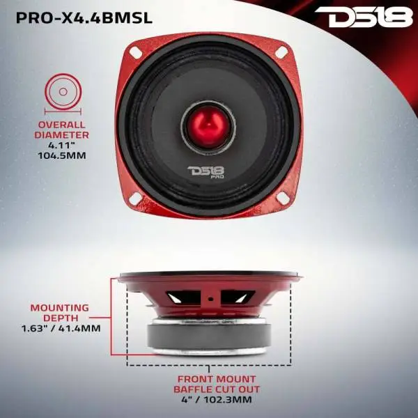 DS18 4in 100 Watts RMS 4 ohm Mid-Range Bullet Shallow Loudspeaker image 3