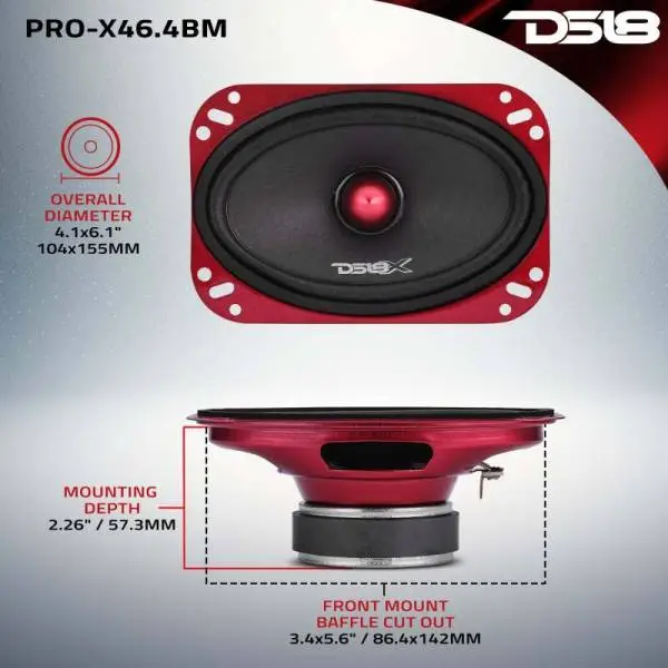 DS18 4x6in 100 Watts RMS 4 ohm Mid-Range Bullet Loudspeaker image 7