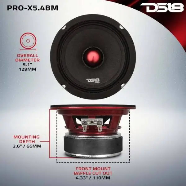 DS18 5.25in 150 Watts RMS 4 ohm Mid-Range Loudspeaker Bullet Loudspeaker image 3