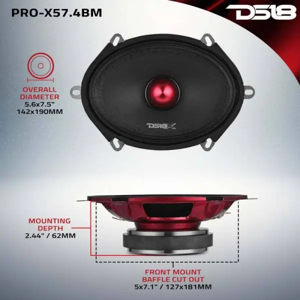 DS18 5x7in 175 Watts RMS 4 ohm Mid-Range Bullet Loudspeaker image 7