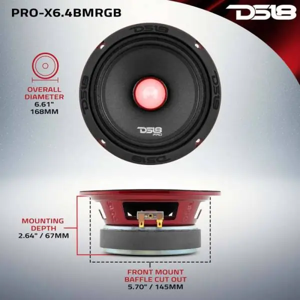 DS18 6.5in 250 Watts RMS 4 ohm Mid-Range Loudspeaker RGB Bullet Loudspeaker image 2