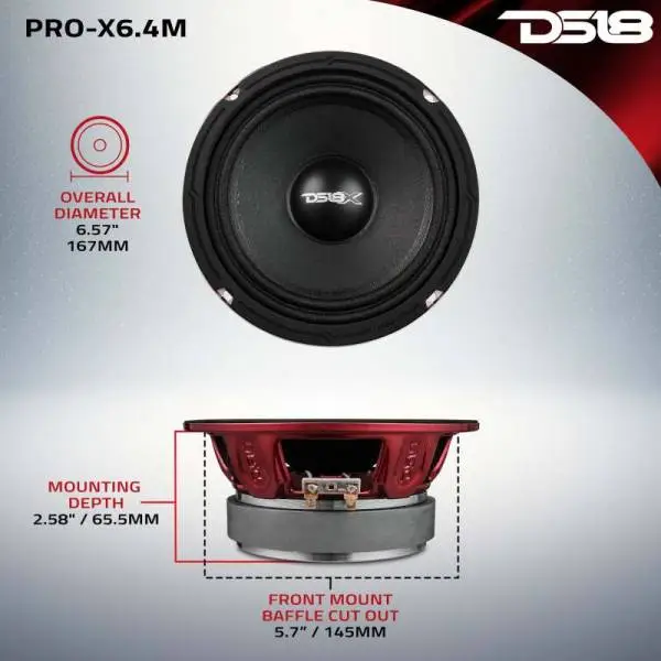 DS18 6.5in 250 Watts RMS 4 ohm Mid-Range Loudspeaker image 3