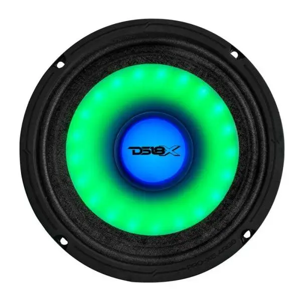 DS18 6.5in 250 Watts RMS 4ohm Mid Range Loudspeaker w/Translucent Dust Cap and Cone w/RGB LED Lights thumbnail 2