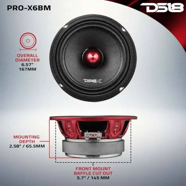 DS18 6.5in 250 Watts RMS 8 ohm Mid-Range Loudspeaker Bullet Loudspeaker image 3