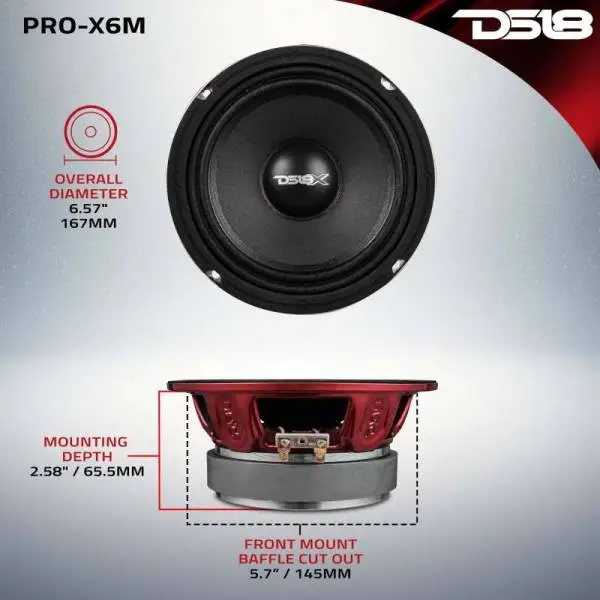 DS18 6.5in 250 Watts RMS 8 ohm Mid-Range Loudspeaker image 3