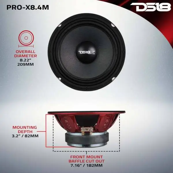DS18 8in 275 Watts RMS 4 ohm Mid-Range Loudspeaker image 3