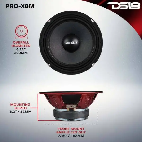 DS18 8in 275 Watts RMS 8 ohm Mid-Range Loudspeaker image 3