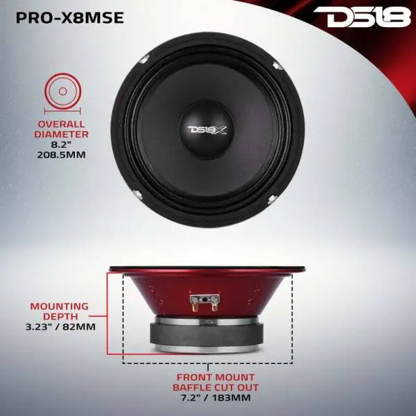 DS18 8in 275 Watts RMS 8 ohm Mid-Range Loudspeaker Sealed Back image 7