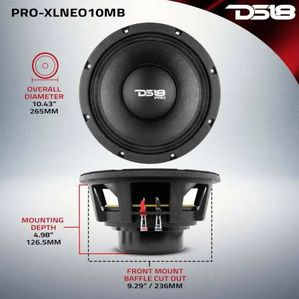 DS18 10in 1000 Watts RMS 8 ohm Neodymium Mid-Bass Loudspeaker image 2