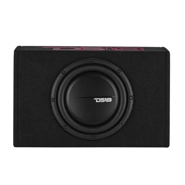 DS18 Single 10in Shallow Enclosure w/ Subwoofer 350 Watts RMS Sealed Black Carpet Amplified