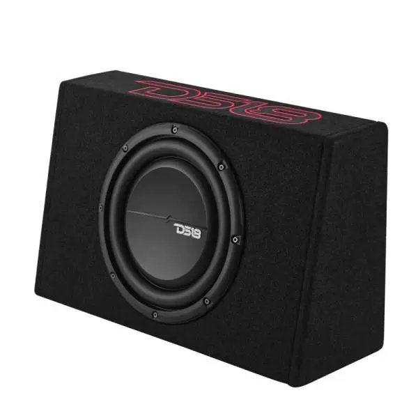 DS18 Single 10in Shallow Enclosure w/ Subwoofer 350 Watts RMS Sealed Black Carpet Amplified image 2