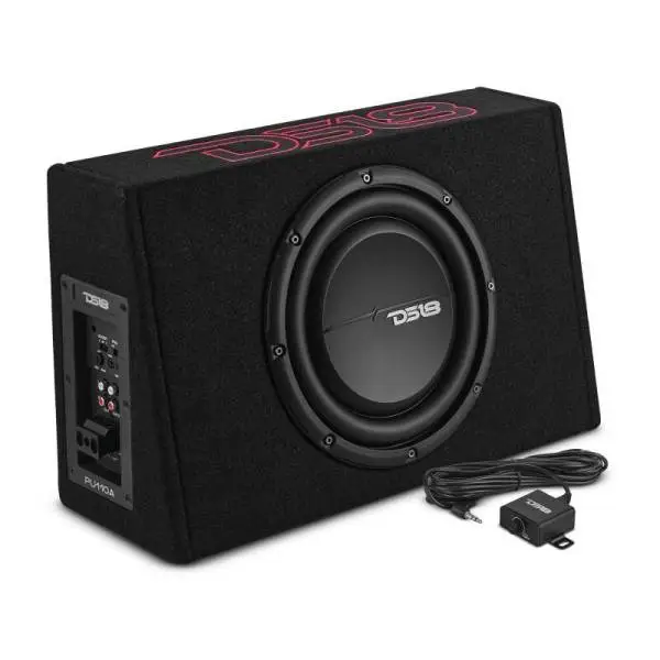 DS18 Single 10in Shallow Enclosure w/ Subwoofer 350 Watts RMS Sealed Black Carpet Amplified image 9