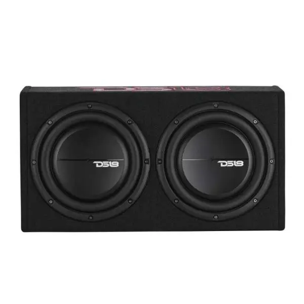 DS18 Dual 10in Shallow Enclosure w/ Subwoofer 350 Watts RMS Sealed Black Carpet