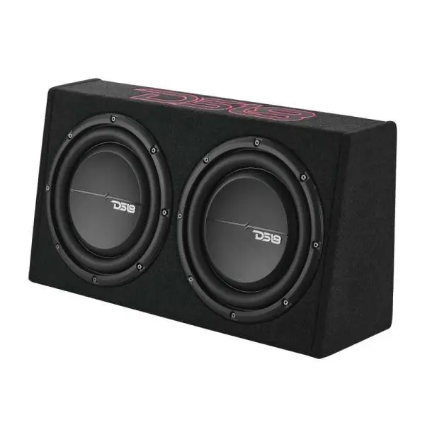DS18 Dual 10in Shallow Enclosure w/ Subwoofer 350 Watts RMS Sealed Black Carpet image 2