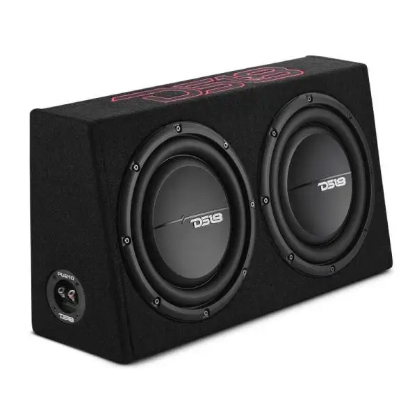 DS18 Dual 10in Shallow Enclosure w/ Subwoofer 350 Watts RMS Sealed Black Carpet image 8