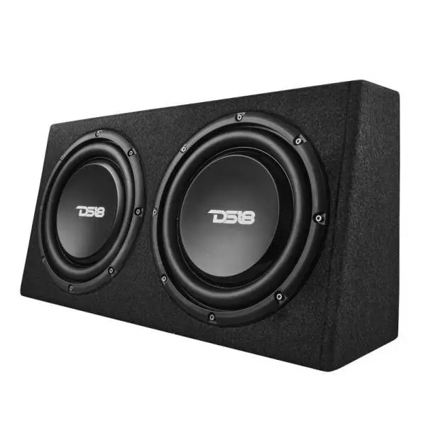 DS18 Dual 10in Shallow Enclosure w/ Subwoofer 350 Watts RMS Sealed Black Carpet Amplified image 8