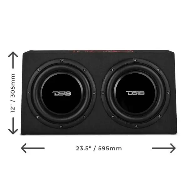 DS18 Dual 10in Shallow Enclosure w/ Subwoofer 350 Watts RMS Sealed Black Carpet Amplified image 9