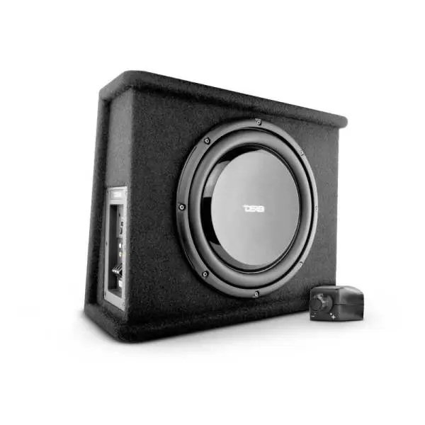 DS18 Single 10in Shallow Subwoofer and Enclosure 350 Watts RMS Amplified Sealed Black Carpet image 5
