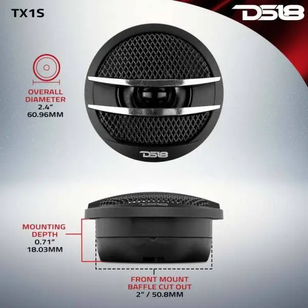 DS18 1.38in Dome Tweeters 25 Watts RMS 0.5in Pei Vc 4 ohm Silver image 3