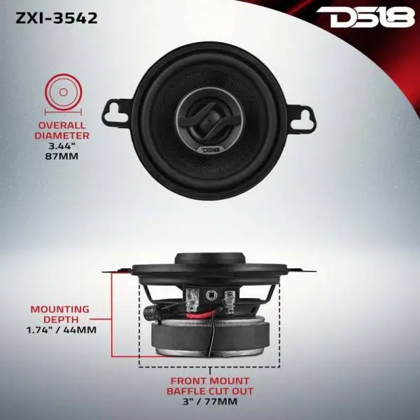 DS18 3.5in 40 Watts RMS 4 ohm 2-Way Coaxial Speaker w/ Kevlar Cones thumbnail 3