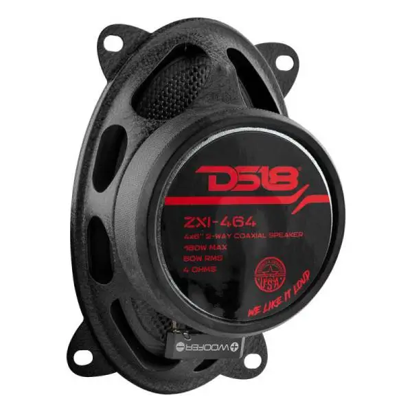 DS18 4x6in 60 Watts RMS 4 ohm 2-Way Coaxial Speaker w/ Kevlar Cones