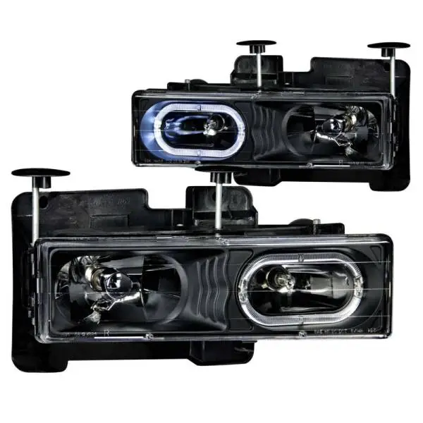ANZO 1988-1998 Chevrolet C1500 Crystal Headlights Black w/ Halo thumbnail 2