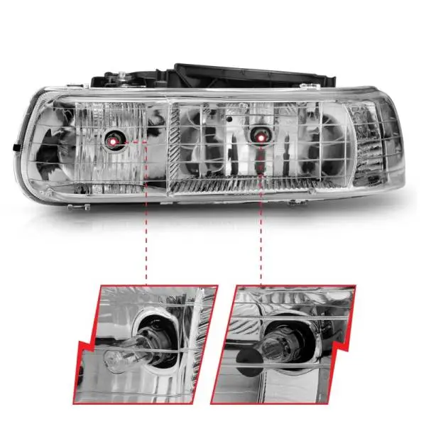 ANZO 1999-2002 Chevrolet Silverado 1500 Crystal Headlights Chrome thumbnail 5