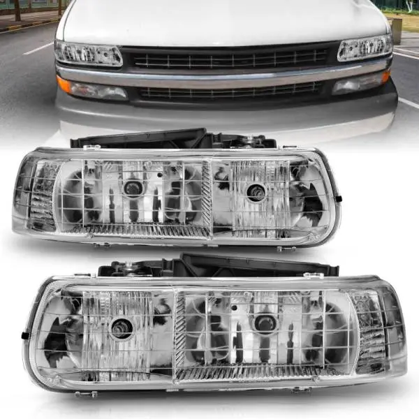 ANZO 1999-2002 Chevrolet Silverado 1500 Crystal Headlights Chrome thumbnail 9