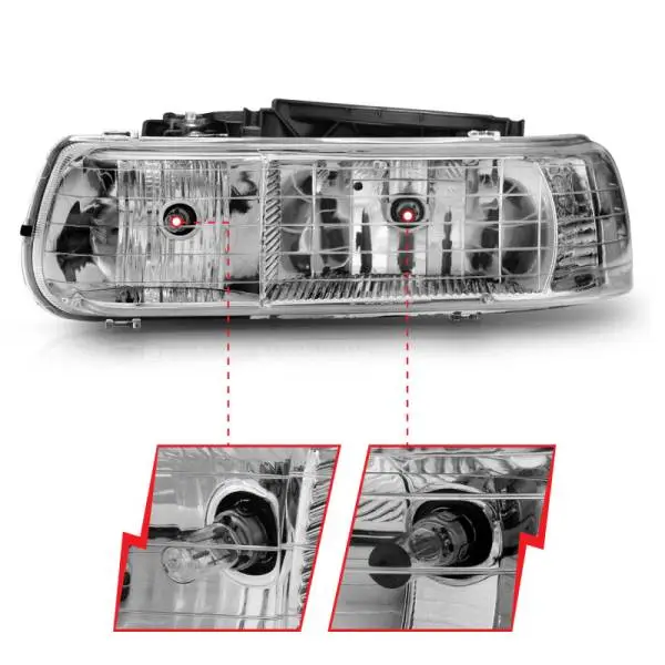 ANZO 1999-2002 Chevrolet Silverado 1500 Crystal Headlights Chrome thumbnail 11