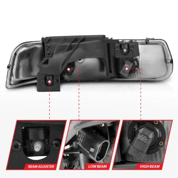 ANZO 1999-2002 Chevrolet Silverado 1500 Crystal Headlights Chrome thumbnail 13