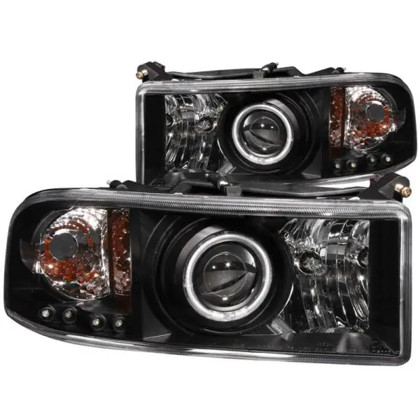 ANZO 1994-2001 Dodge Ram Projector Headlights w/ Halo Black image 2