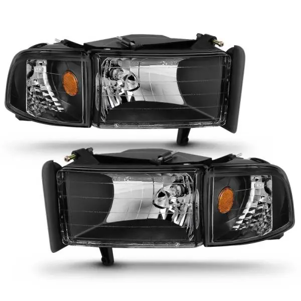 ANZO 1994-2001 Dodge Ram Crystal Headlights Black image 2