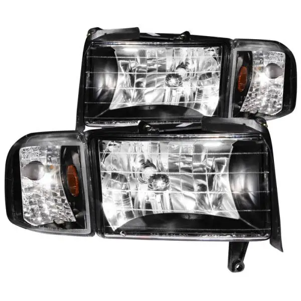 ANZO 1994-2001 Dodge Ram Crystal Headlights Black image 3