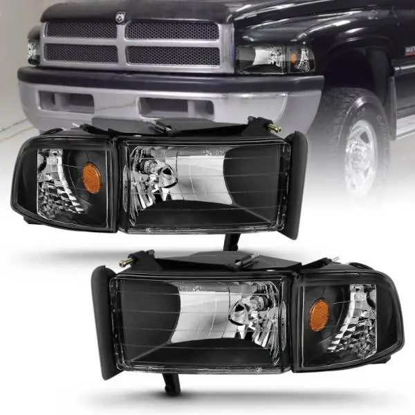 ANZO 1994-2001 Dodge Ram Crystal Headlights Black image 6