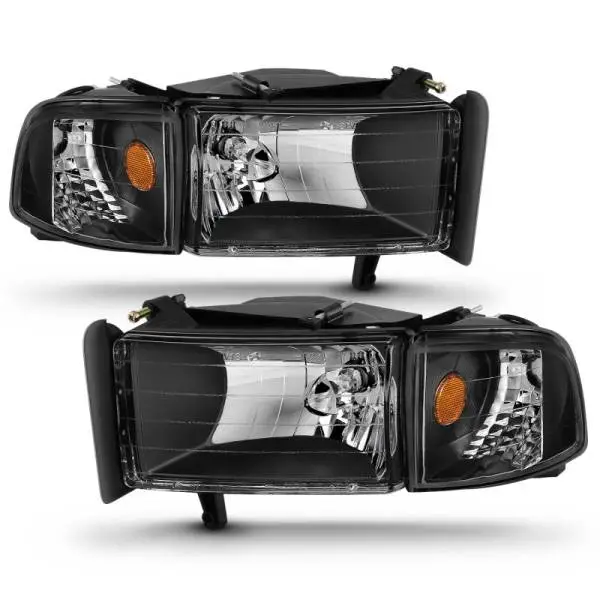ANZO 1994-2001 Dodge Ram Crystal Headlights Black image 7