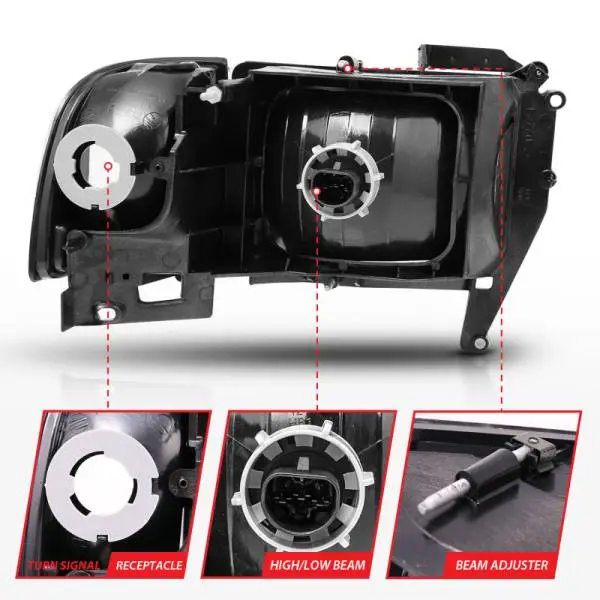 ANZO 1994-2001 Dodge Ram Crystal Headlights Black image 9