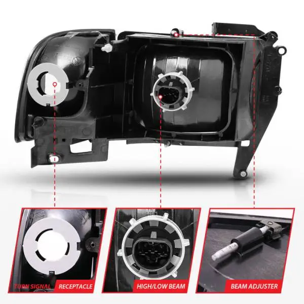 ANZO 1994-2001 Dodge Ram Crystal Headlights Black image 11